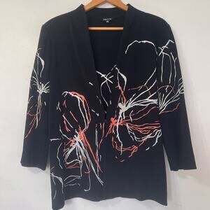 Misook Embroidered Knit Cardigan Sweater Jacket Size M Business Casual Event